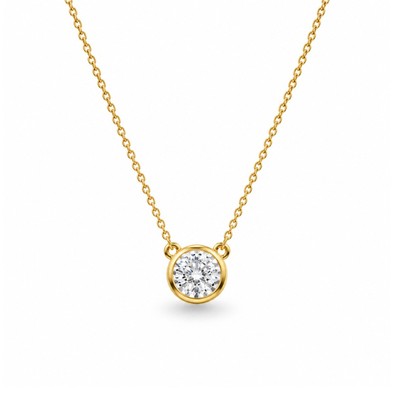 Colier Aur Galben 18K, Diamant Natural Solitaire 0.58 Ct E/VS2