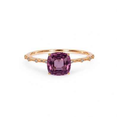 Inel Aur Roz 18k, Spinel 1.80 Ct , Diamante Naturale Champagne 0.12 Ct VS