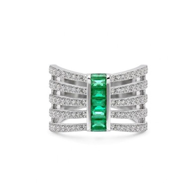 Inel Aur Alb 14k, Smaralde 0.66 Ct , Diamante Naturale 1.61 Ct FG/VS