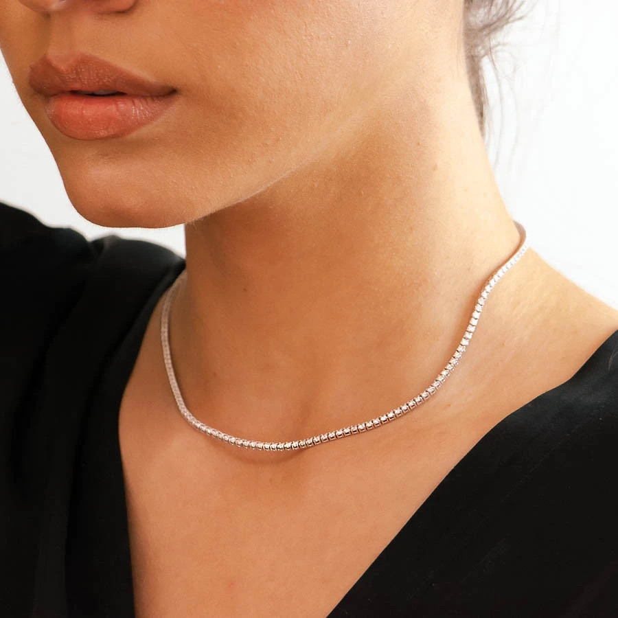 Colier Tennis Aur Alb 18k, Diamante Naturale 5.80 Ct FG/VS-SI