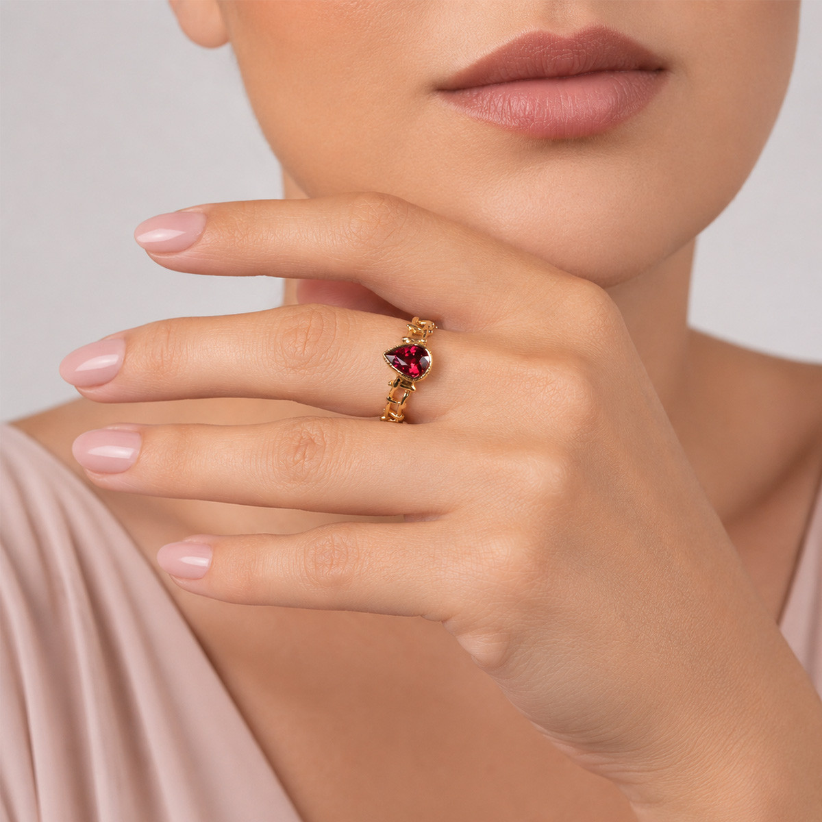 Inel Aur Galben 14K, Rubelit 1.80 Ct