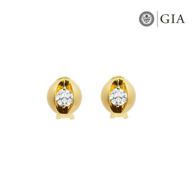 Cercei Aur Galben 18K, Diamante Naturale 0.30 x 0.30 Ct D/VVS2
