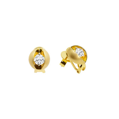 Cercei Aur Galben 18K, Diamante Naturale 0.30 x 0.30 Ct D/VVS2