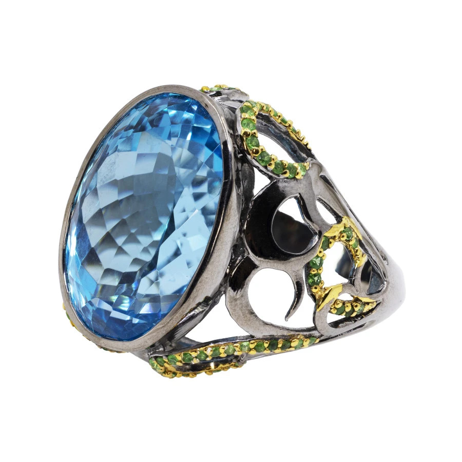 Inel Argint 925, Topaz, Tsavorite