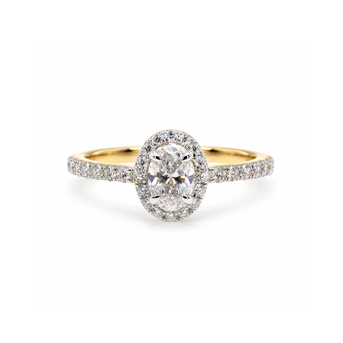Inel Aur Galben 18k, Diamant Natural Solitaire 0.50 Ct D/VS2 , Diamante Naturale 0.37 Ct EF/VS