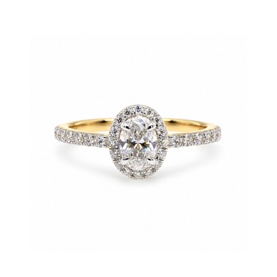 Inel Aur Galben 18k, Diamant Natural Solitaire 0.50 Ct D/VS2 , Diamante Naturale 0.37 Ct EF/VS