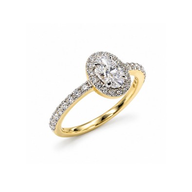 Inel Aur Galben 18k, Diamant Natural Solitaire 0.50 Ct D/VS2 , Diamante Naturale 0.37 Ct EF/VS