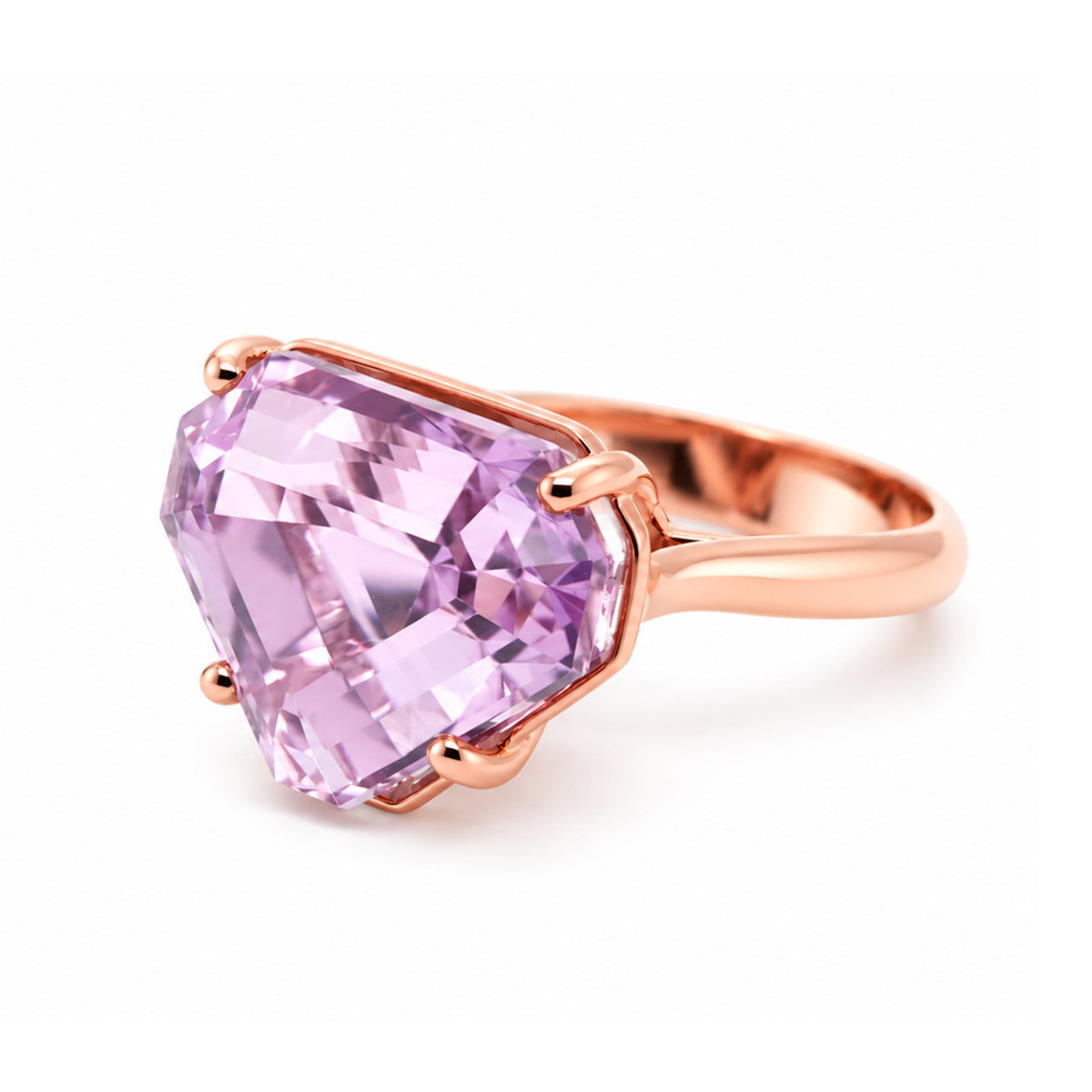 Inel Aur Roz 18k, Kunzit 26.85 ct