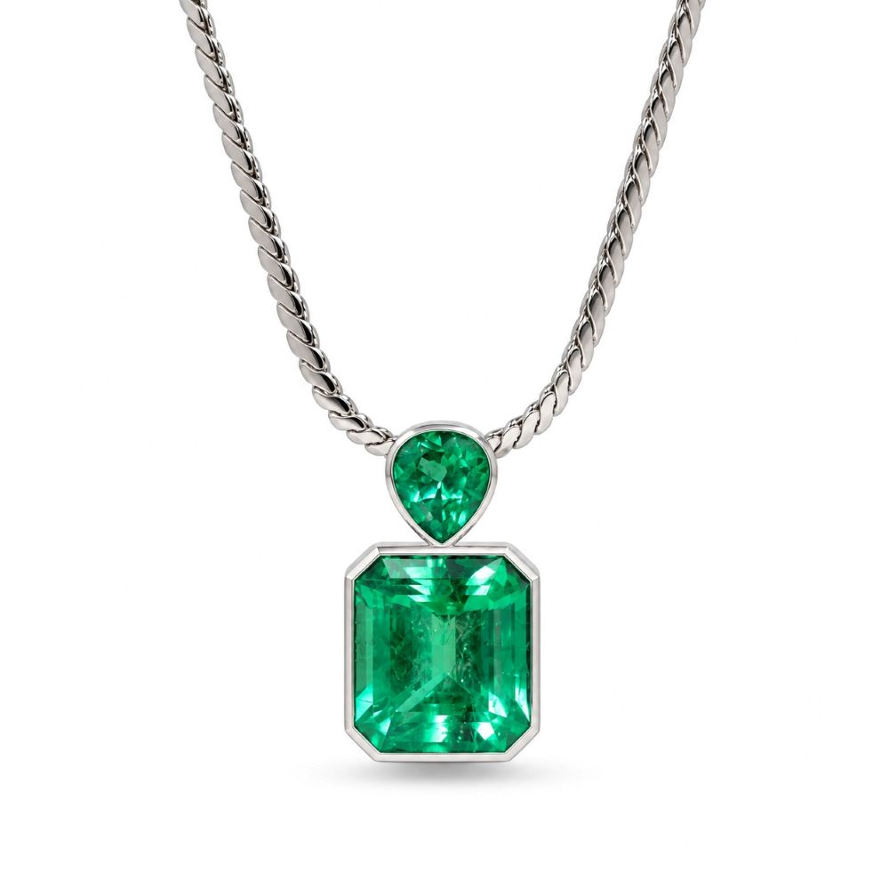 Colier Platina 900 , Smarald 7.85 Ct