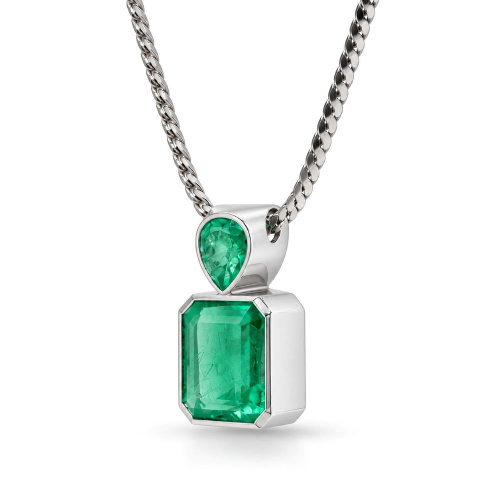 Colier Platina 900 , Smarald 7.85 Ct