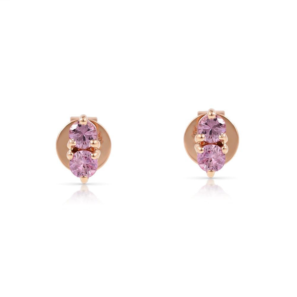 Cercei Aur Roz 14k, Safire Roz 0.30 Ct