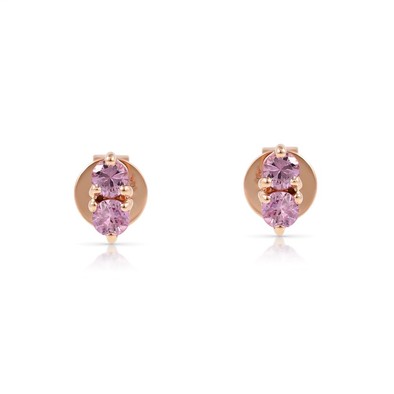 Cercei Aur Roz 14k, Safire Roz 0.30 Ct