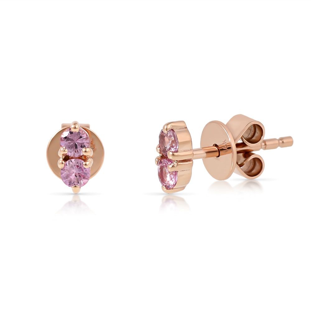 Cercei Aur Roz 14k, Safire Roz 0.30 Ct
