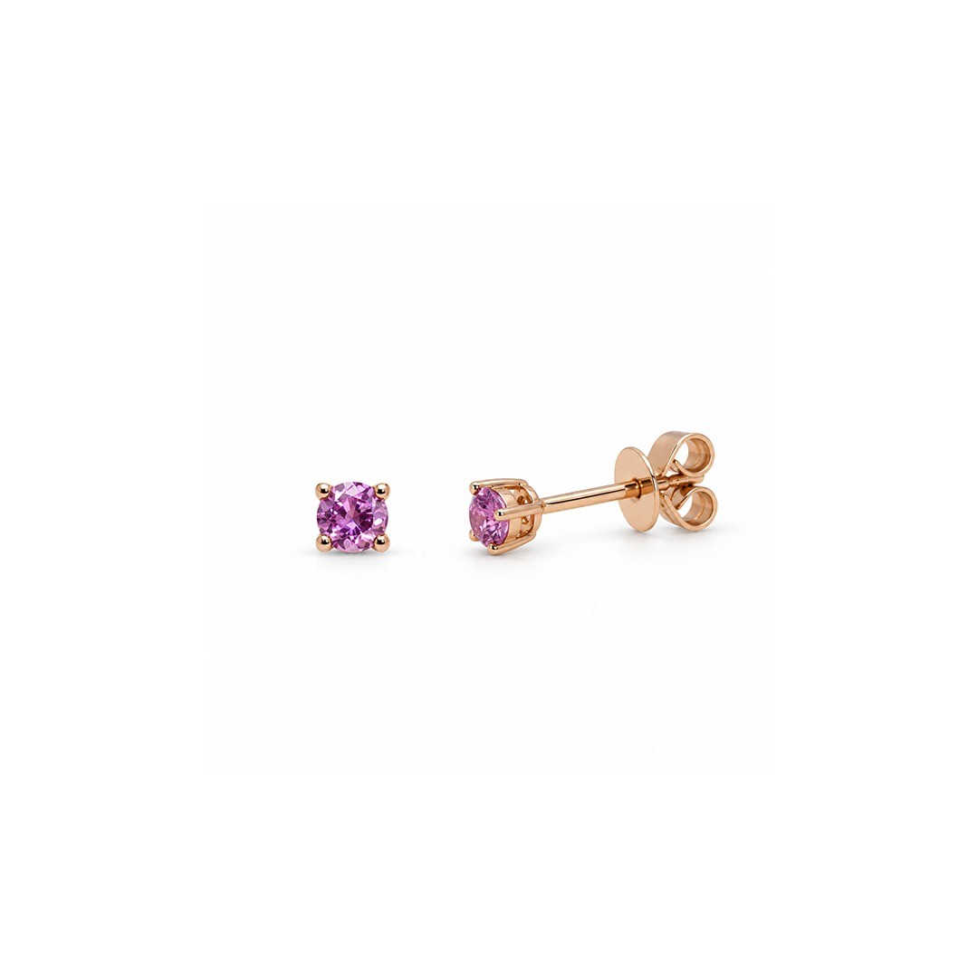 Cercei Aur Roz 14k, Safire Roz 0.16 Ct