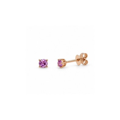 Cercei Aur Roz 14k, Safire Roz 0.16 Ct