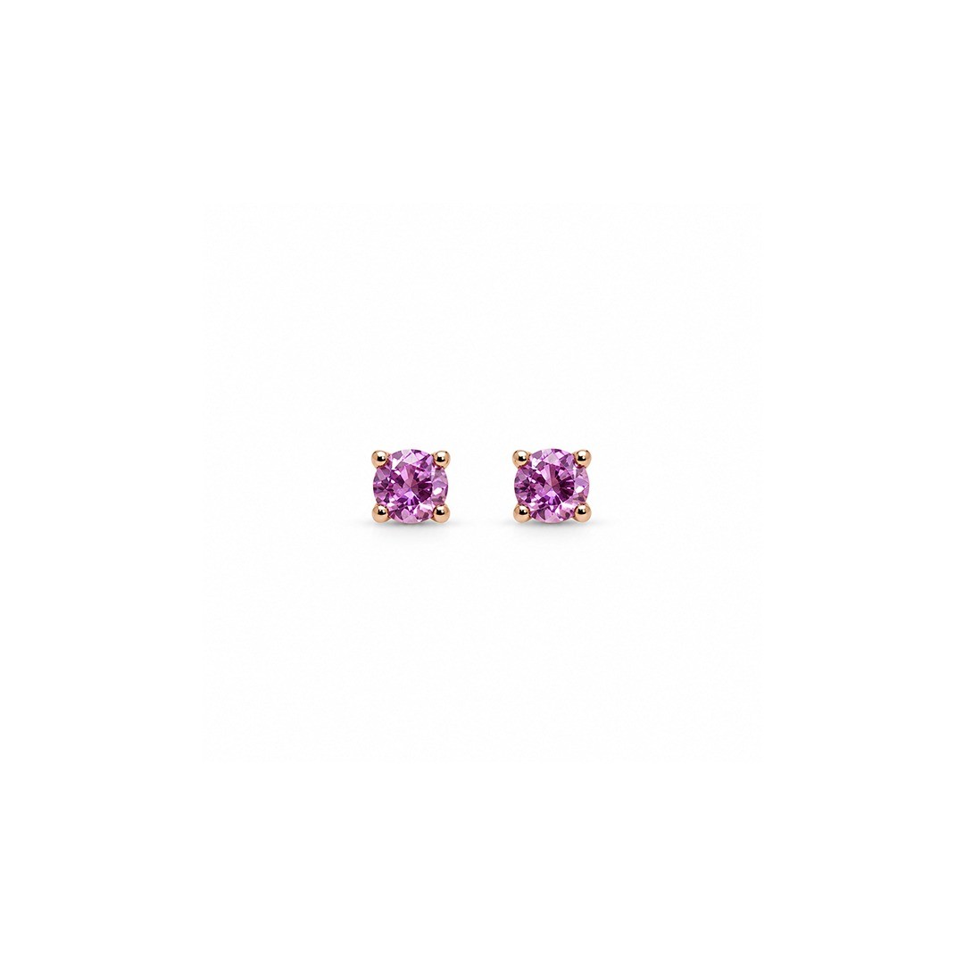 Cercei Aur Roz 14k, Safire Roz 0.16 Ct
