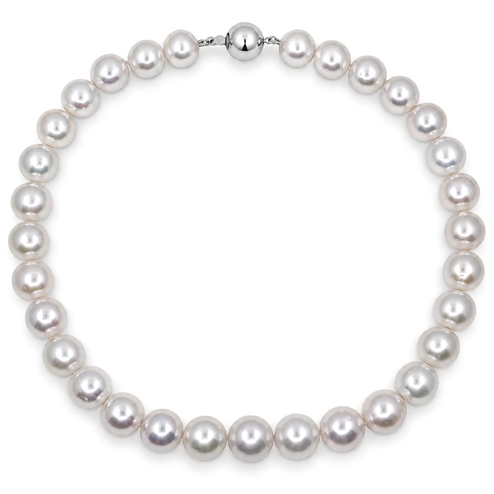 Colier Aur Alb 14k, Perle 12 - 13 mm