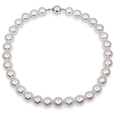 Colier Aur Alb 14k, Perle 12 - 13 mm