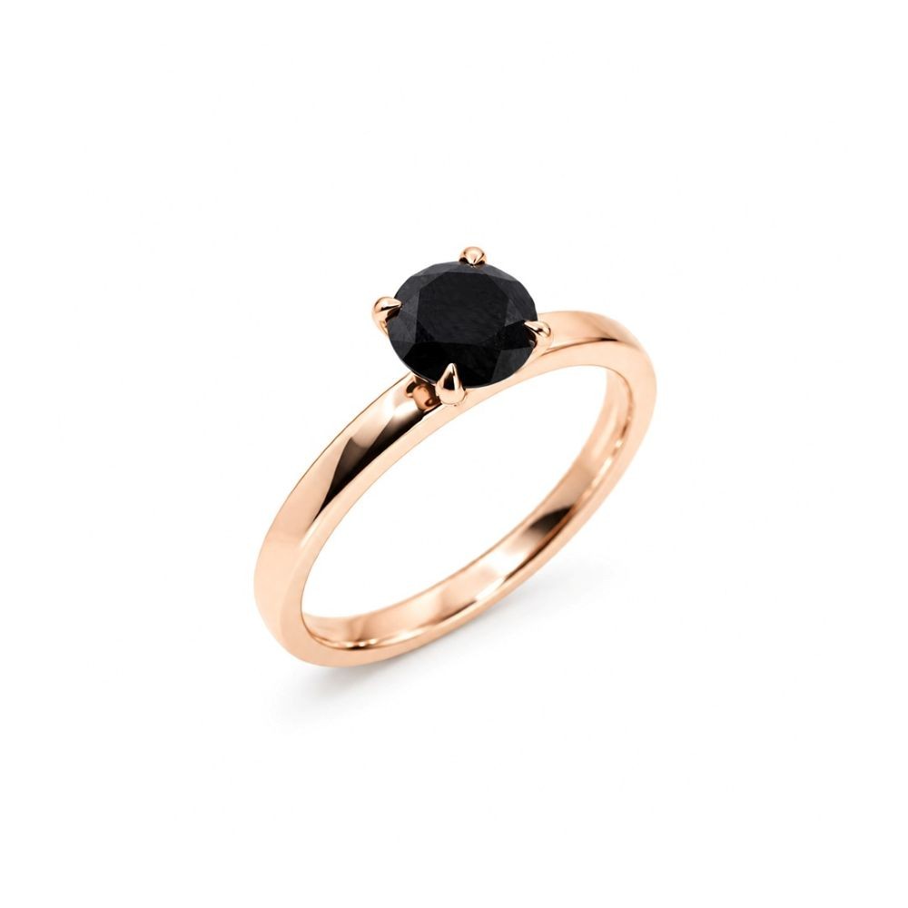Inel Aur Roz 14k, Diamant Negru 0.85 Ct