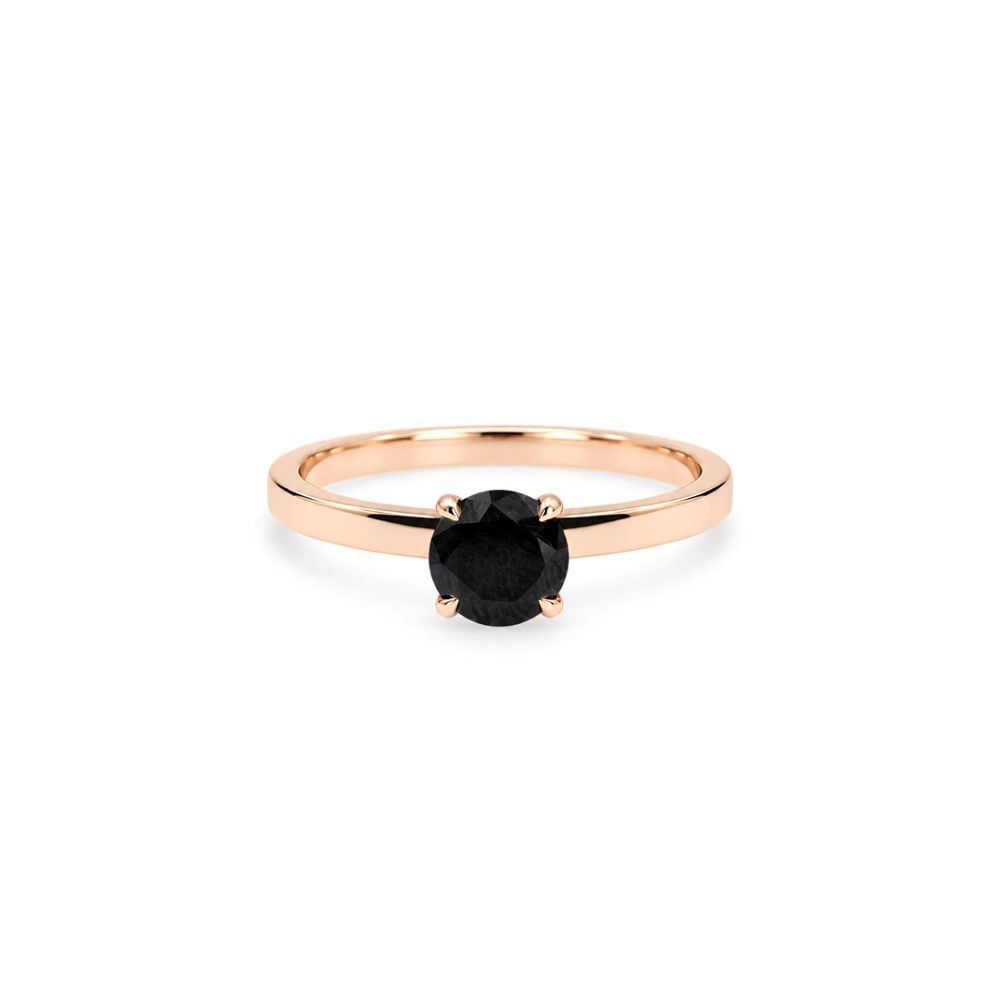 Inel Aur Roz 14k, Diamant Negru 0.85 Ct