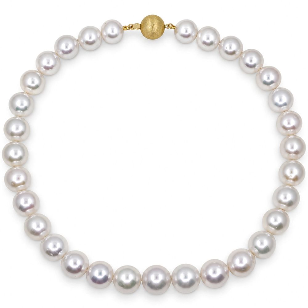 Colier Aur Galben 14k , Perle 12 mm - 13 mm