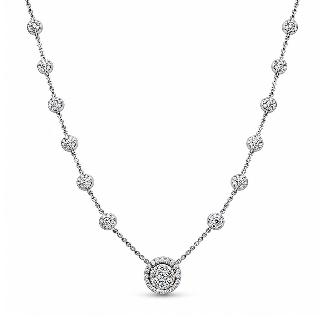Colier Aur Alb 18K, Diamante Naturale 3.03 Ct FG/VS-SI