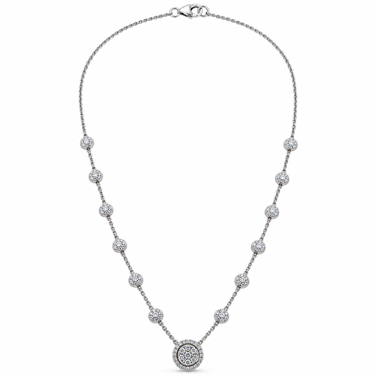 Colier Aur Alb 18K, Diamante Naturale 3.03 Ct FG/VS-SI