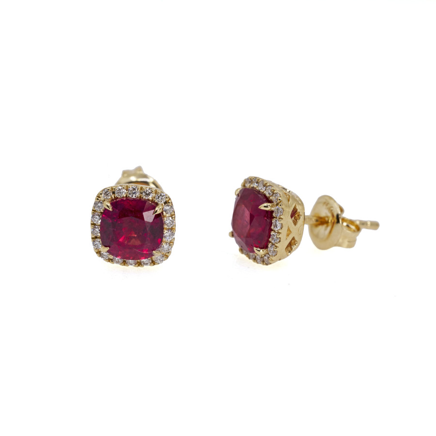  Cercei Aur 18k, Rubin 5.20 ct, Diamante 0.28 ct 3