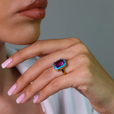  Inel Aur 18k, Ametist 5.57 ct, Email 0.50 ct 2