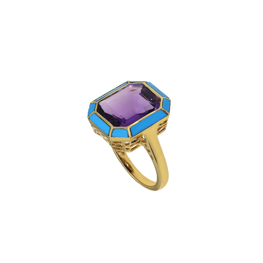  Inel Aur 18k, Ametist 5.57 ct, Email 0.50 ct 3