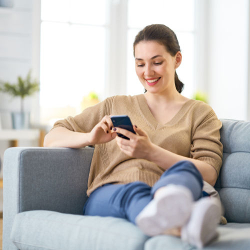Person smiling at video gift