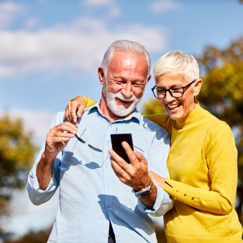 Couple enjoying video gift