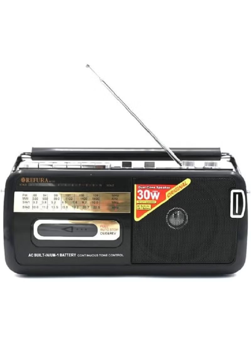مسجل راديو كاسيت Refura M-50 بقدرة 30 واط مع USB وFM/SW