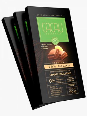 Chocolate 70 Cacau Sem Lactose com Óleo Essencial de Limão Siciliano - 90g