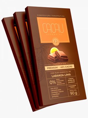 Chocolate ao Leite Premium 45 Cacau com Óleo Essencial de Laranja Lima - 90g