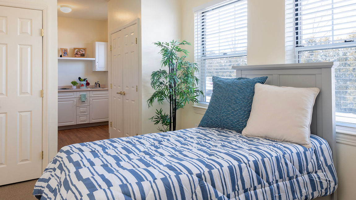 Memory care apartment bedroom