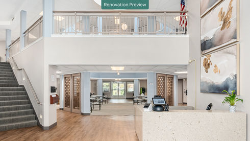 renovation preview of remodeled lobby and entrance