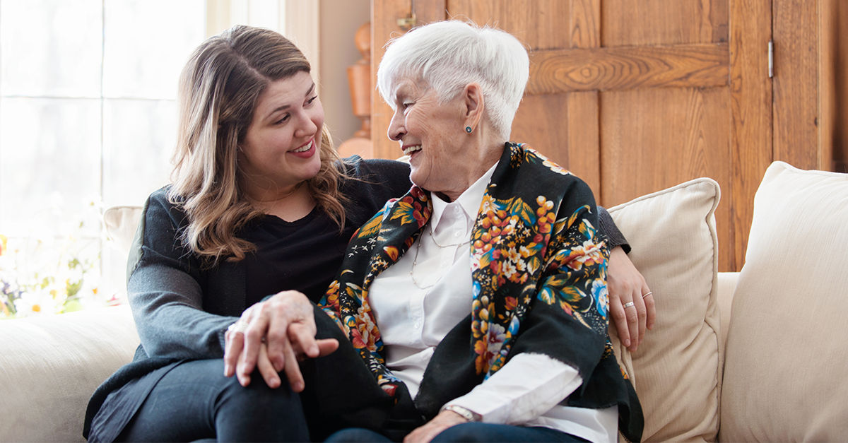 Senior woman and daughter enjoying time together
