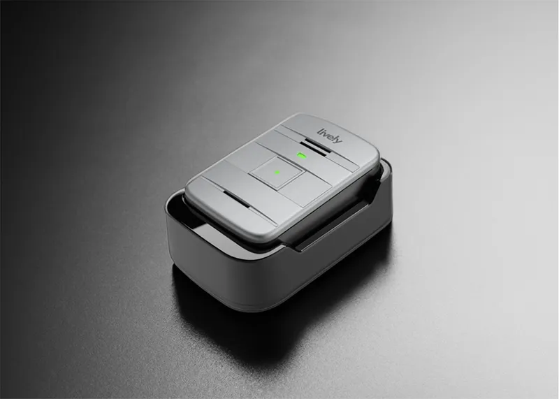 Livley Mobile emergency alert device on a grey background