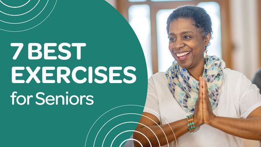 senior woman participating in yoga class