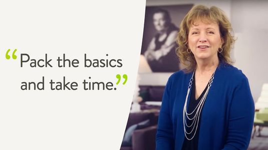 Graphic quote "Pack the basics and take time."