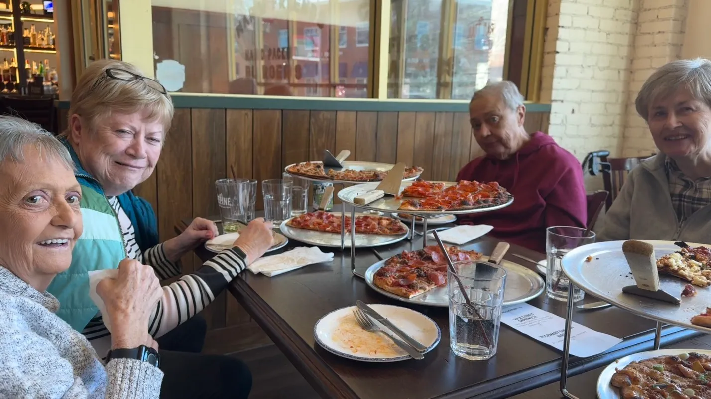 Residents take a trip to the local pizza shop to enjoy some good pies
