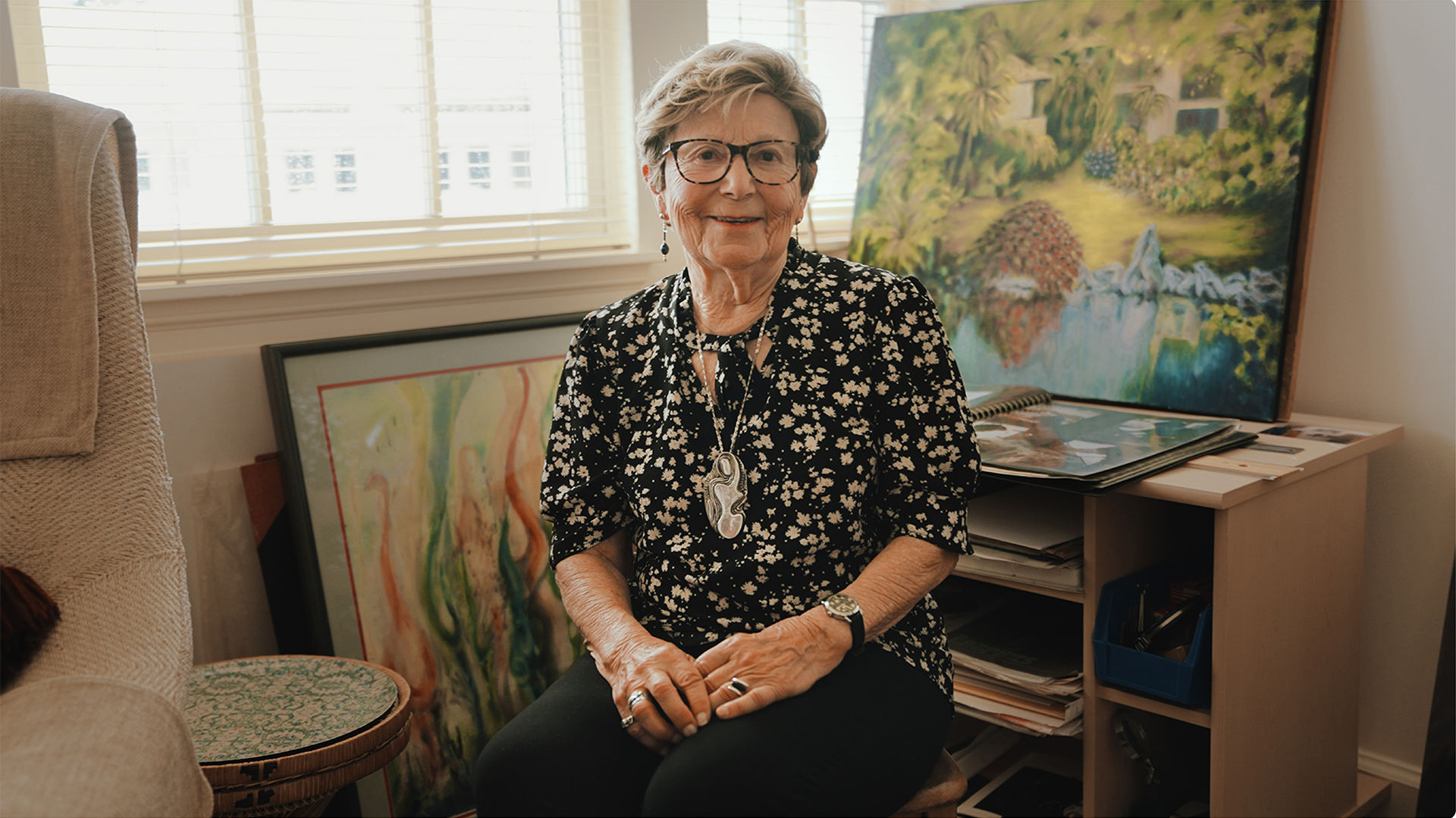 Atria Senior Living resident, Sarah, in her art room