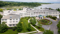 Ariel view of Atria Roslyn Harbor, click to stop animation