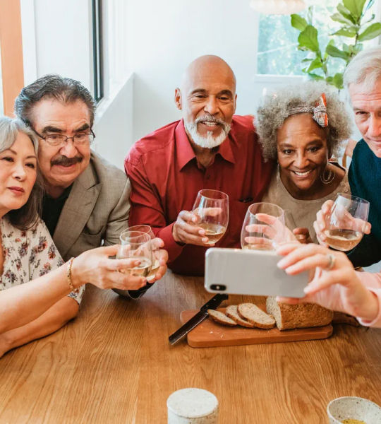 Senior talking a photo together