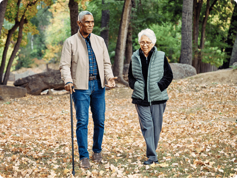 Atria residents taking a walk outside