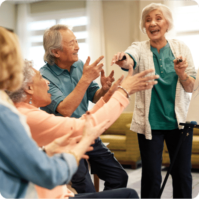 Atria residents playing a game together