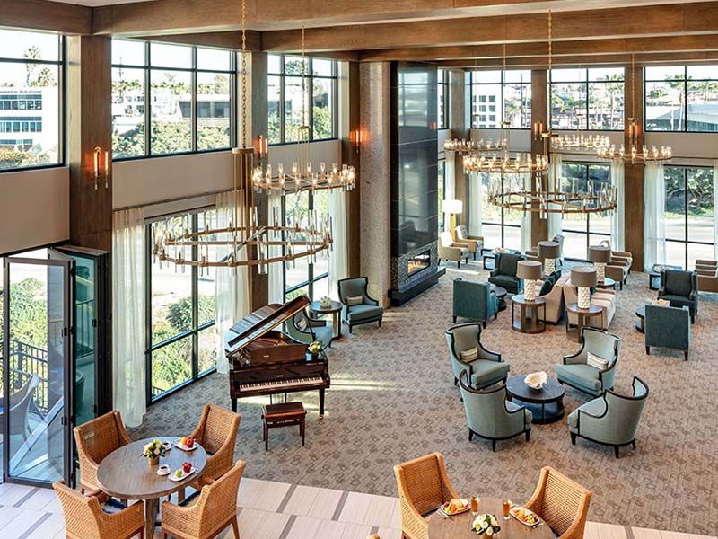 Living room area at Atria Newport Beach