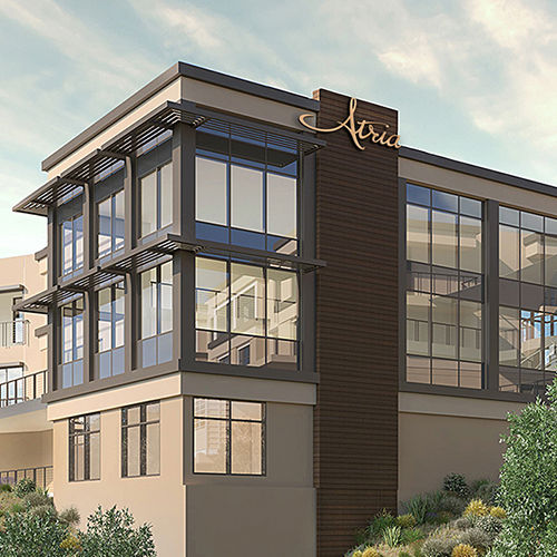 Exterior render of Atria Newport Beach Senior Living
