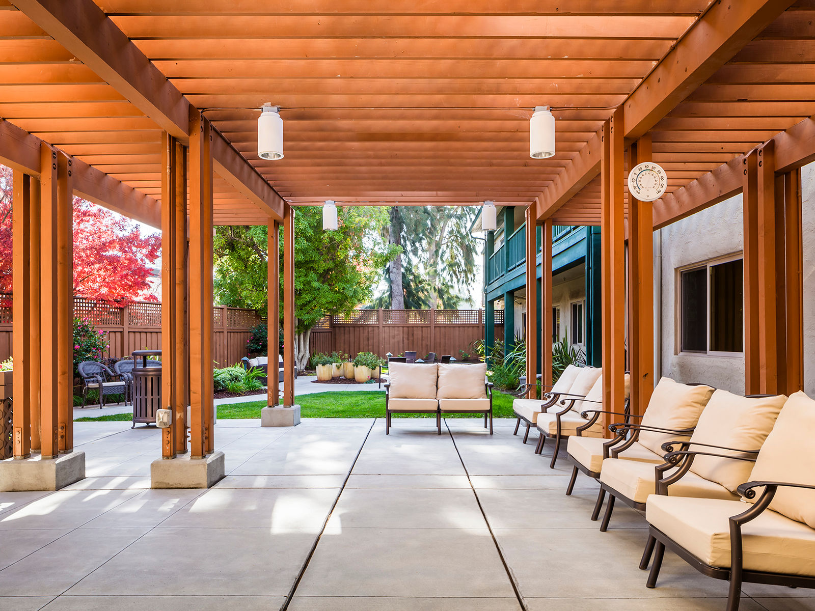 Covered patio at Atria Sunnyvale